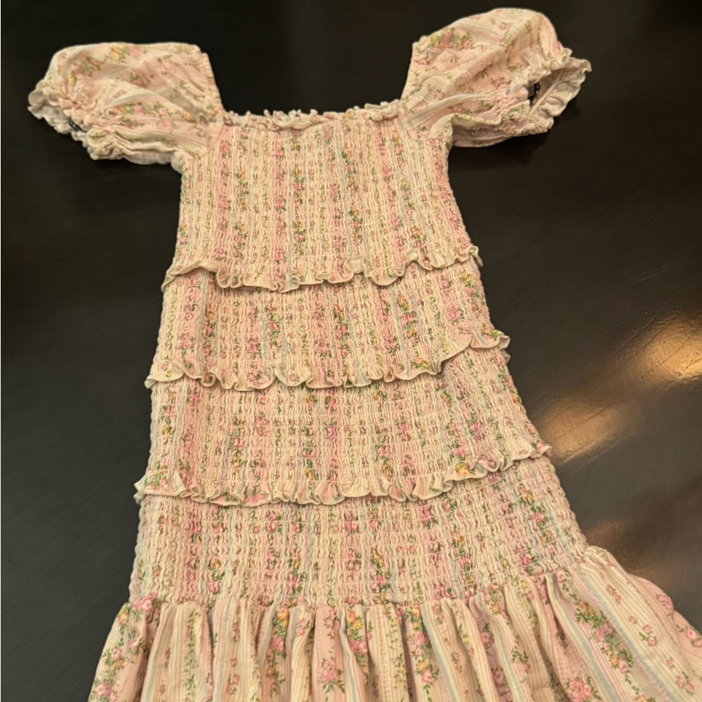 Katie J NYC Pink Floral Ruffle Dress